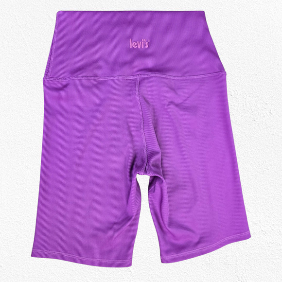 Levi’s Purple Ribbed High Rise Biker Shorts Stretchy Activewear Size Medium - Picture 9 of 9